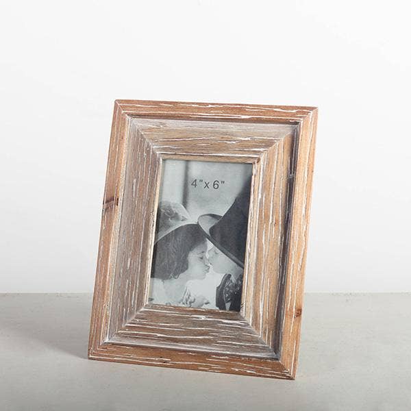 Light Brown, Washed Vintage Picture Frame With Stand