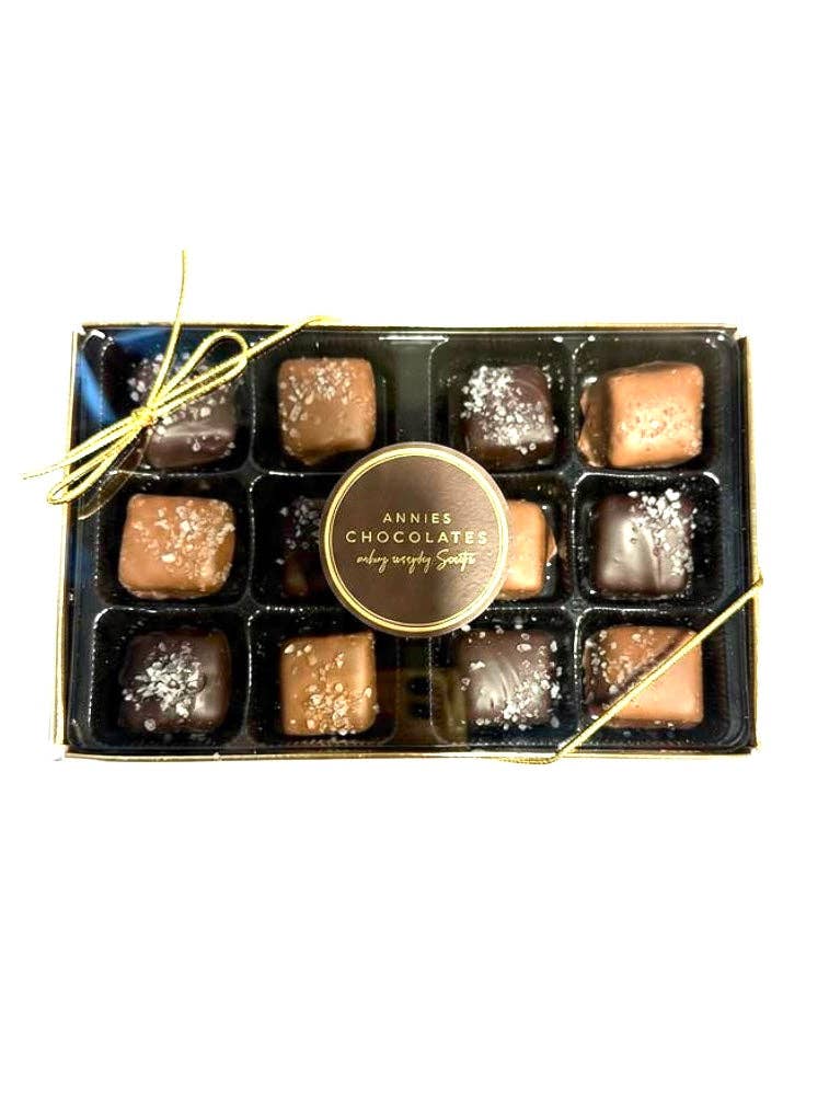 Milk & Dark Chocolate Sea Salt Caramels 12pc.