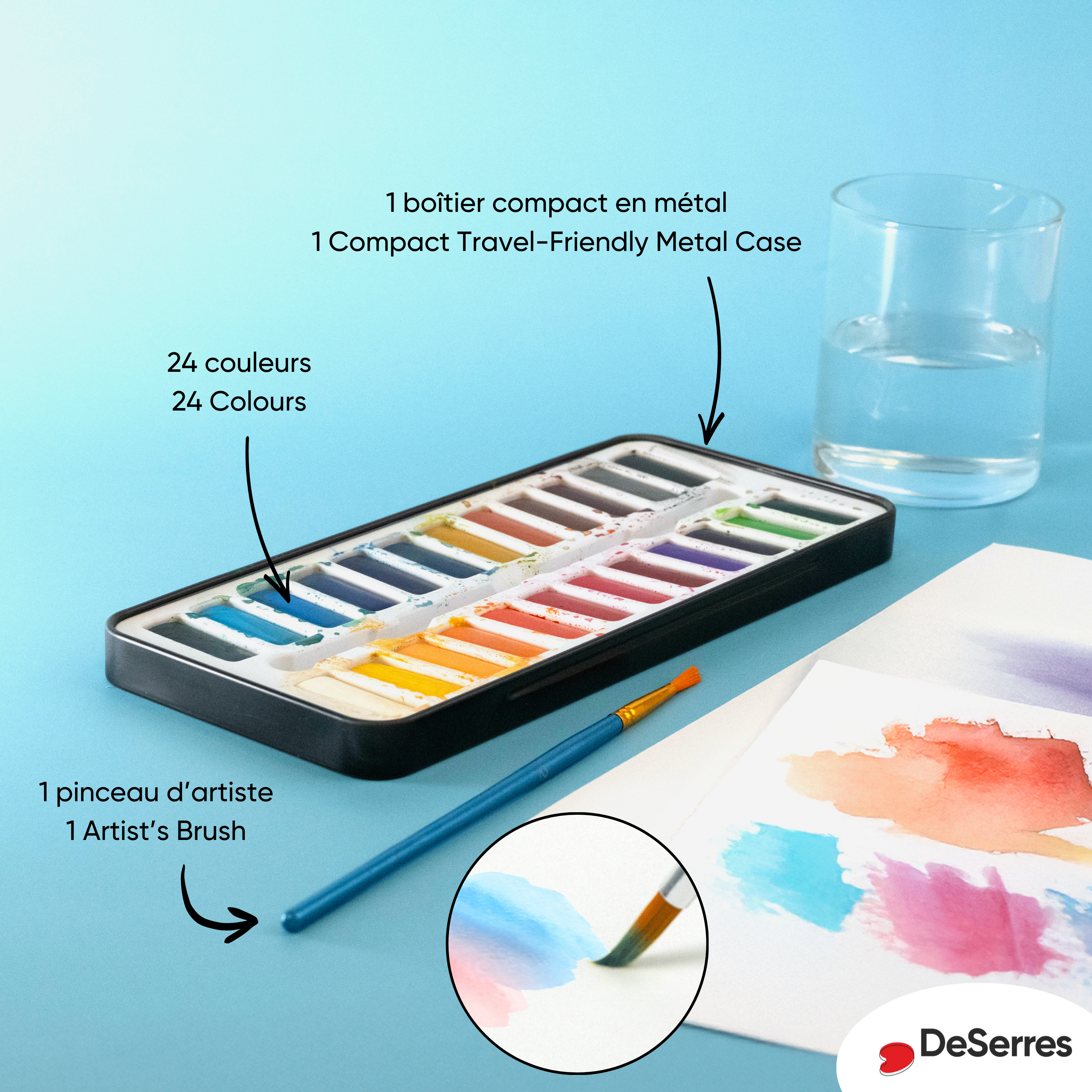 WATERCOLOUR KIT- 24 HALF PANS