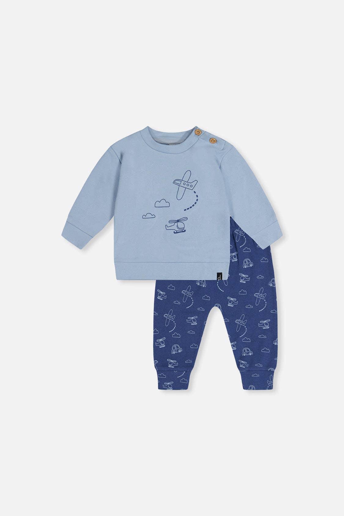 Organic Cotton Pants And Top Set Sky Blue: 12m