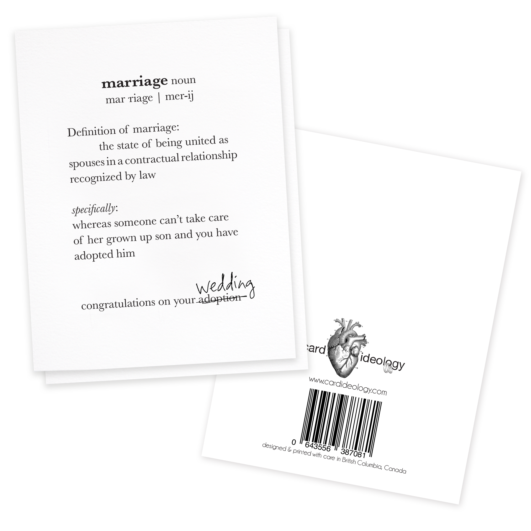 Definition of Marriage, Funny Wedding Greeting Card