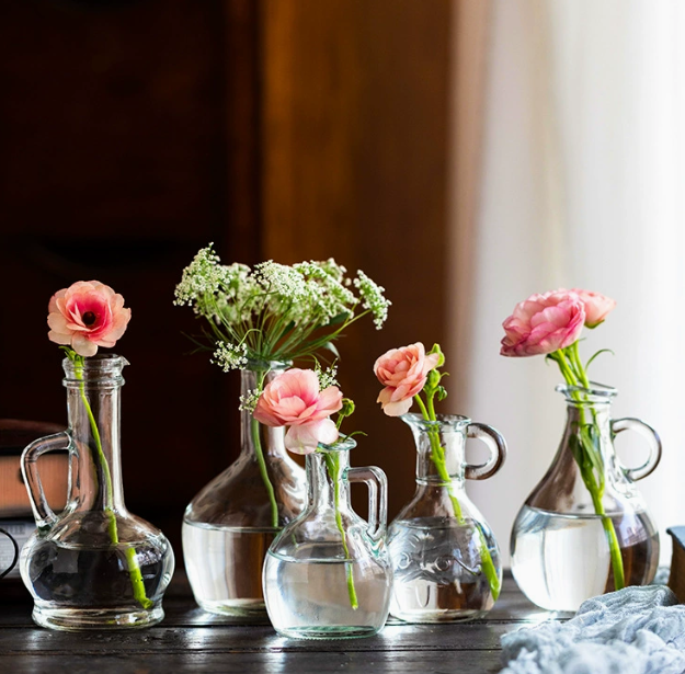 Glass Bud Vase with Handle,  Mini Glass Flower Pot, Clear: Mixture (Random)