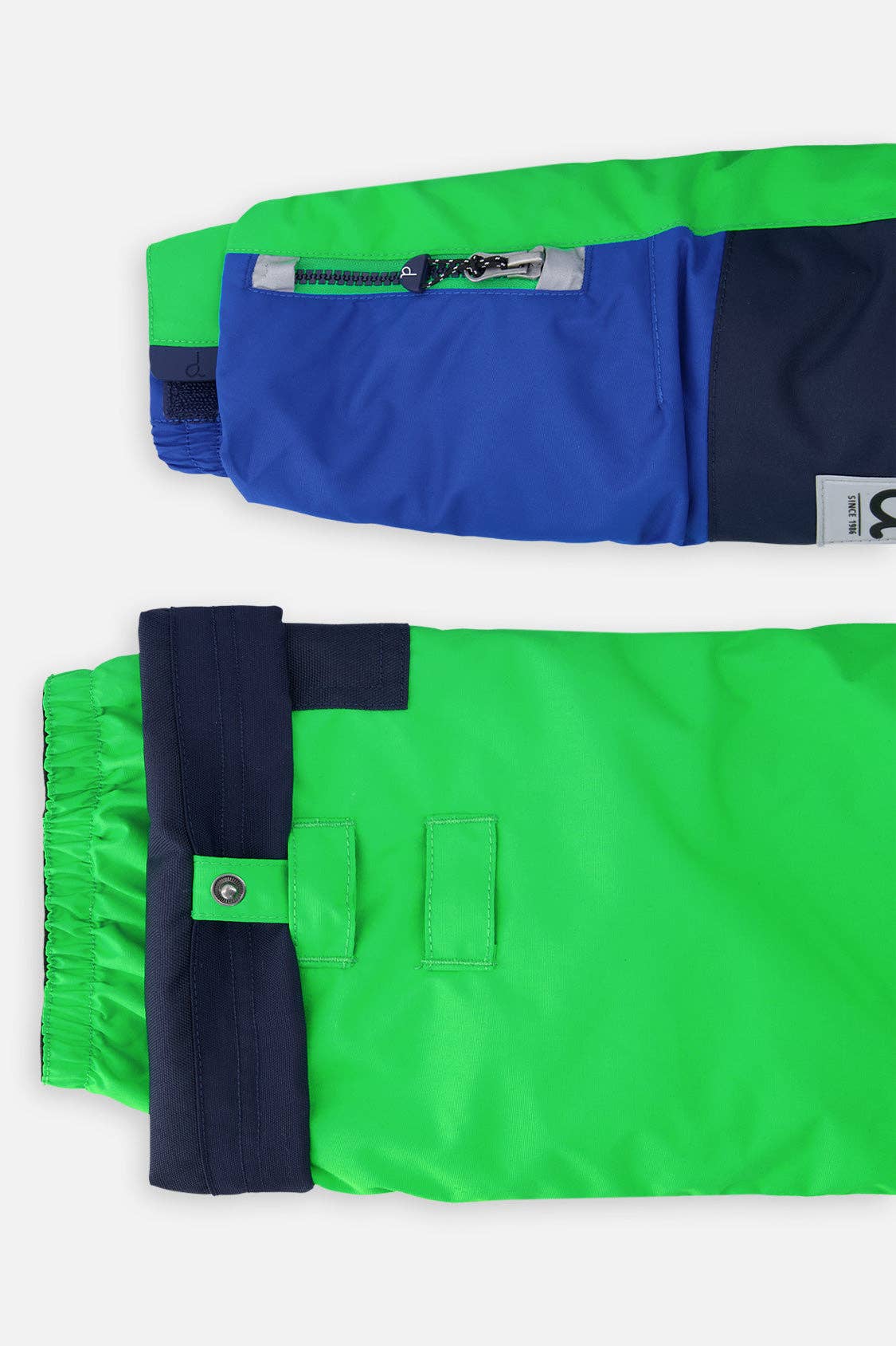 Two Piece Play Snowsuit Royal Blue And Green Colorblock: 6