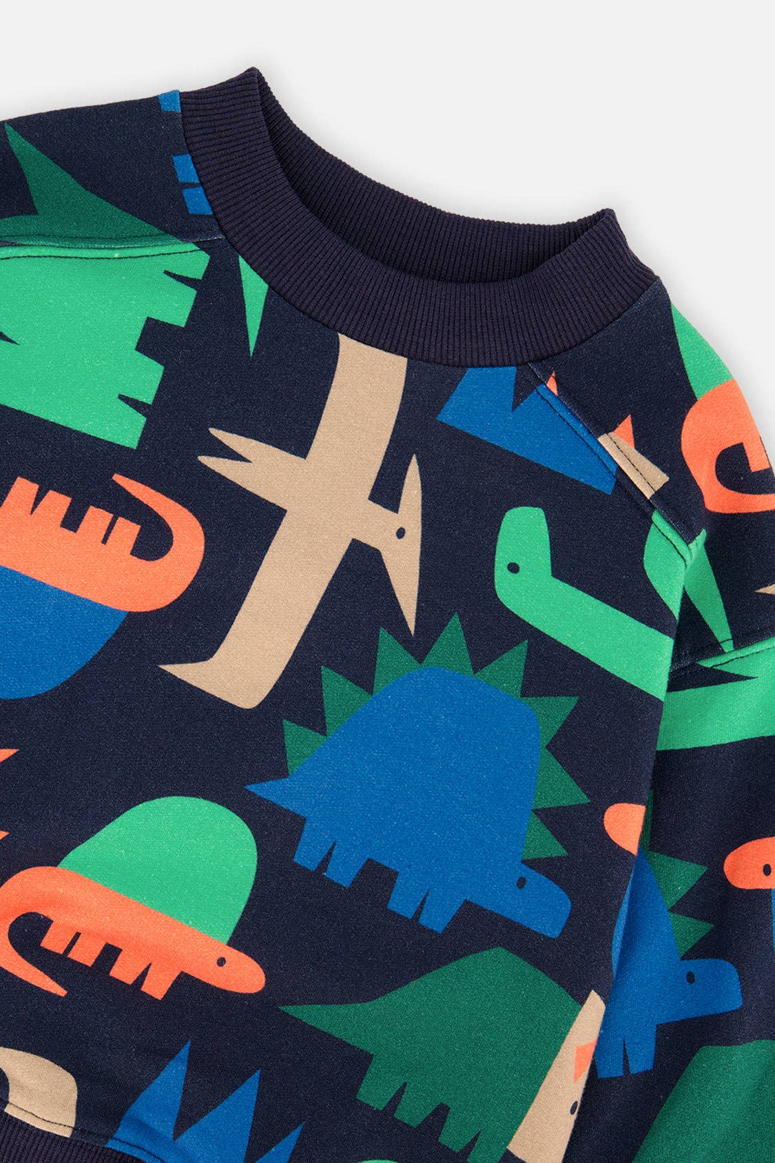 Fleece Sweatshirt Blue Dinosaur Print: 2