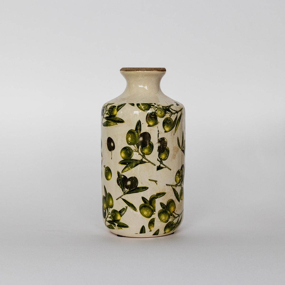 Tall Ceramic Vase With Floral Design, Large