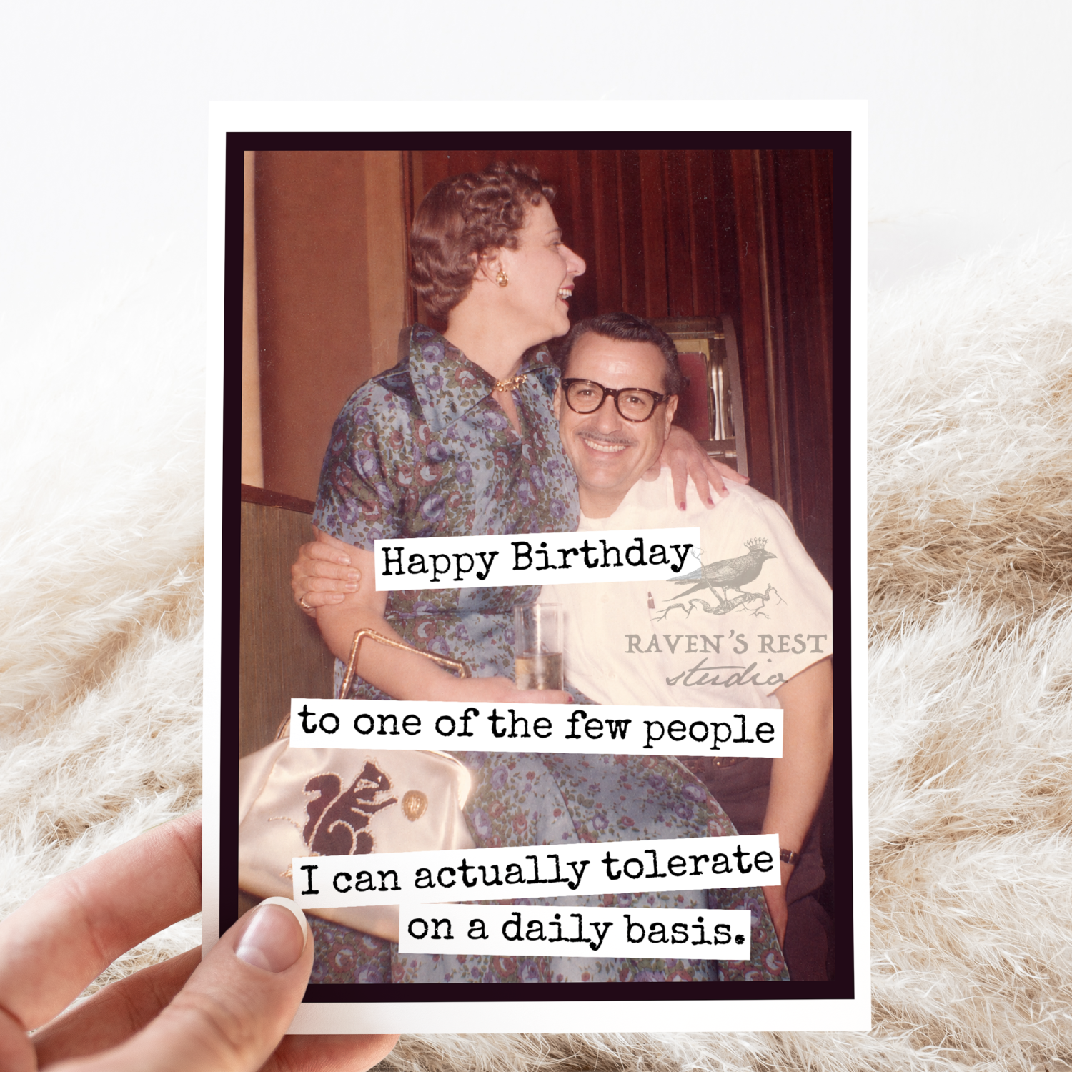 Birthday Card. Tolerate On A Daily Basis. Vintage Photo.