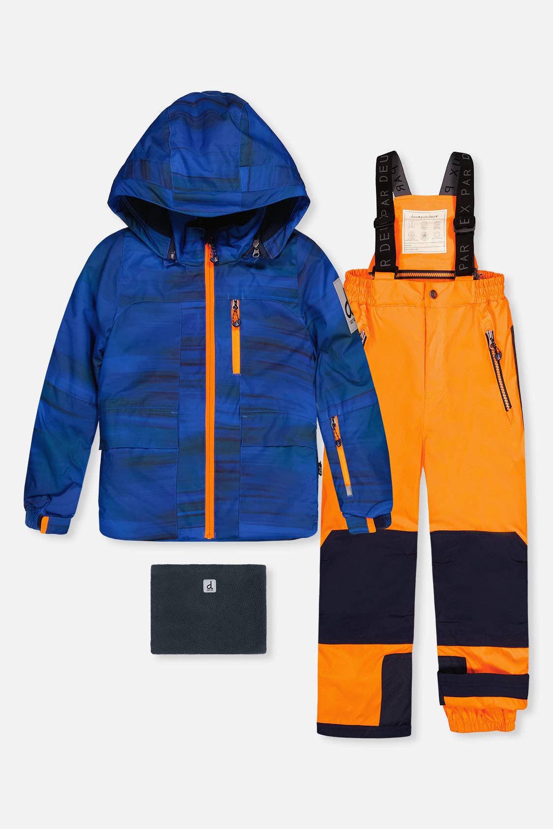 Two Piece Play Snowsuit Navy Blue And Orange With Orange Pants: 7