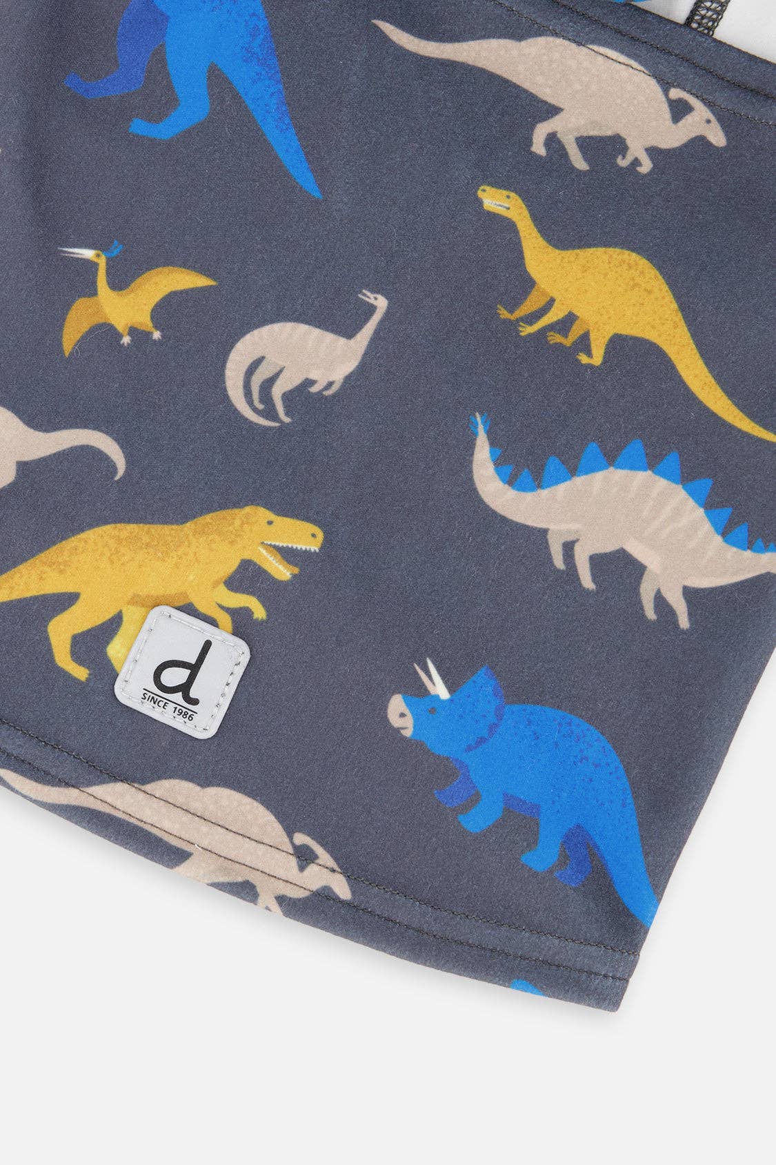 Brushed Jersey Balaclava Grey And Blue Dinosaur Print: 5/8