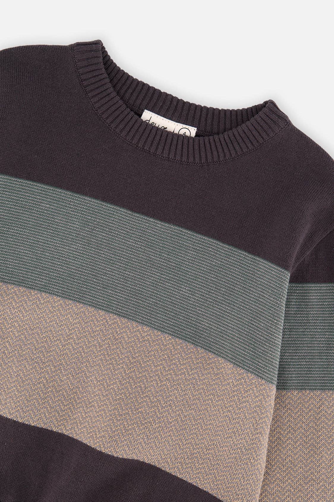 Colorblock Knit Sweater Black And Beige: 7