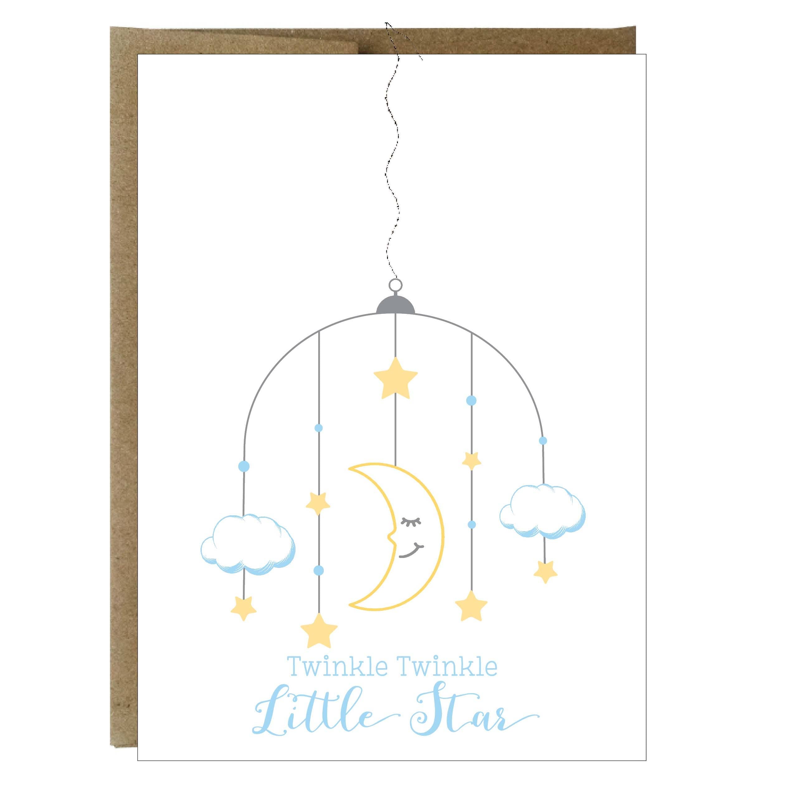 Twinkle Little Star Baby Greeting Card with Sewn Paper
