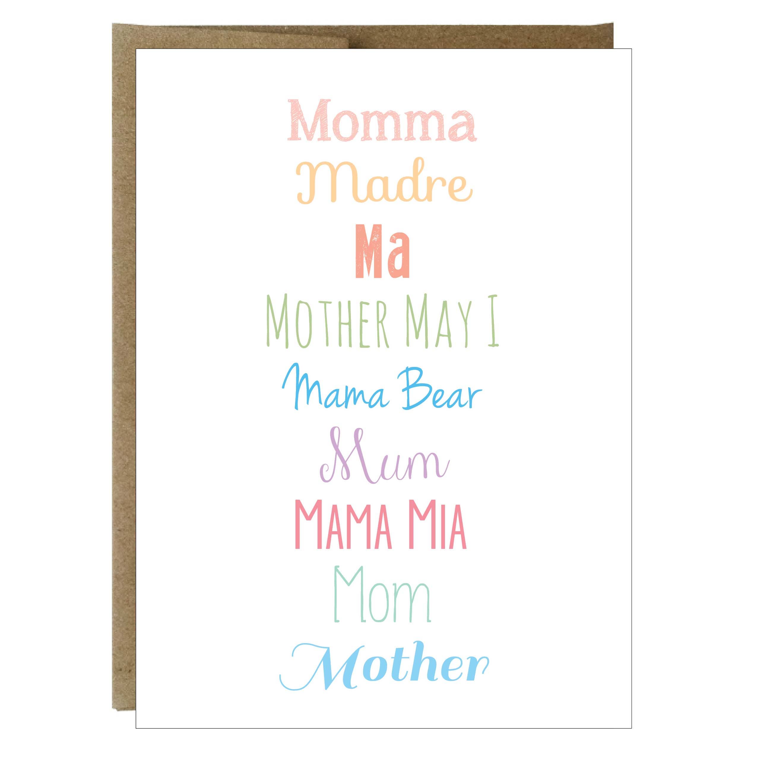 How to Say Mom in Every Way Greeting Card