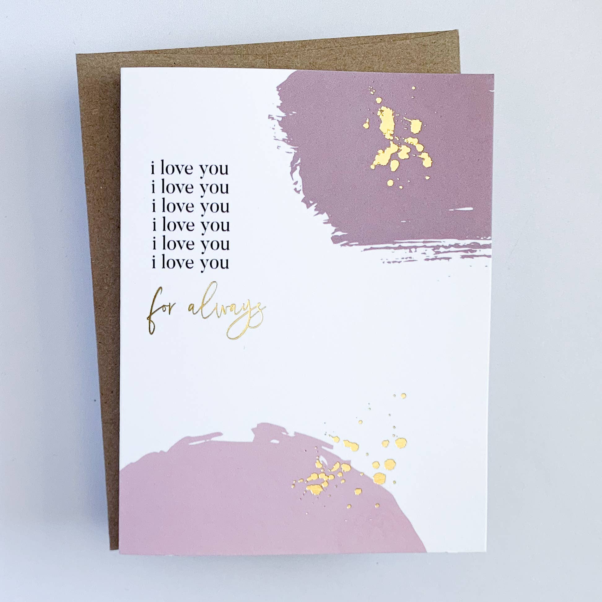 Love You For Always Gold Foil Watercolor Greeting Card
