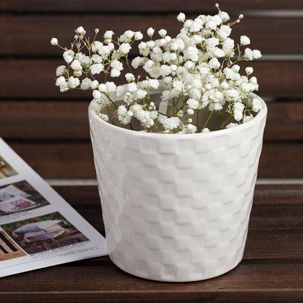 "White On White" Flower Pot
