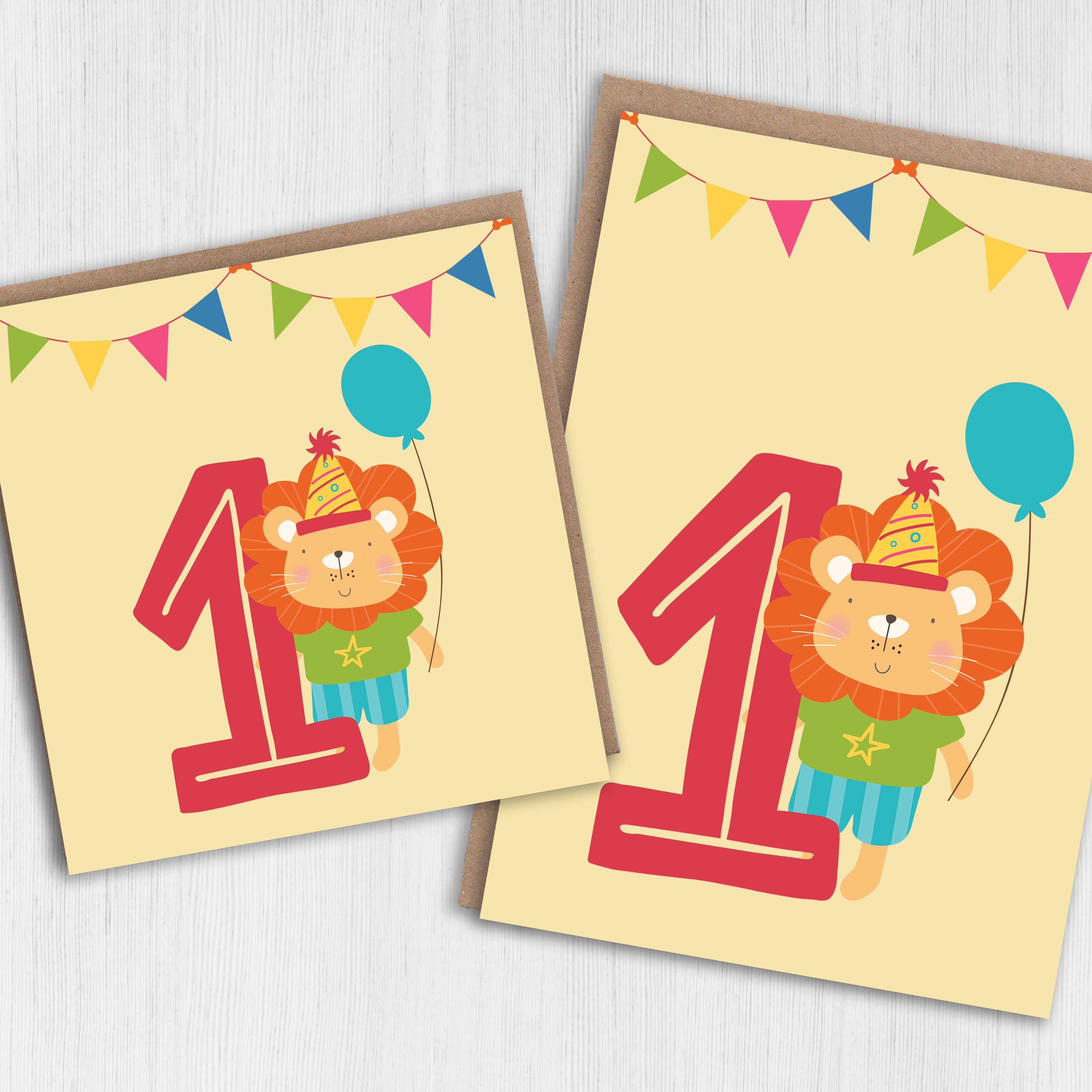 Zoo 1st Birthday card – Lion