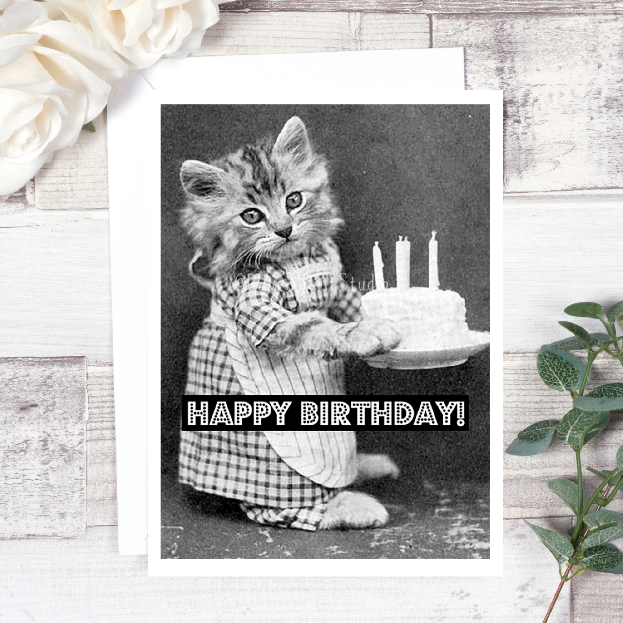 Birthday Cat Cake Card