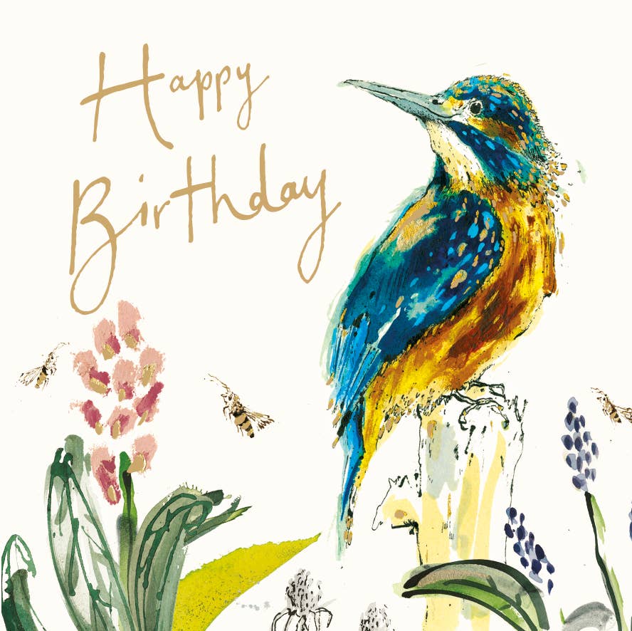Happy Birthday Kingfisher Gold Foil Card