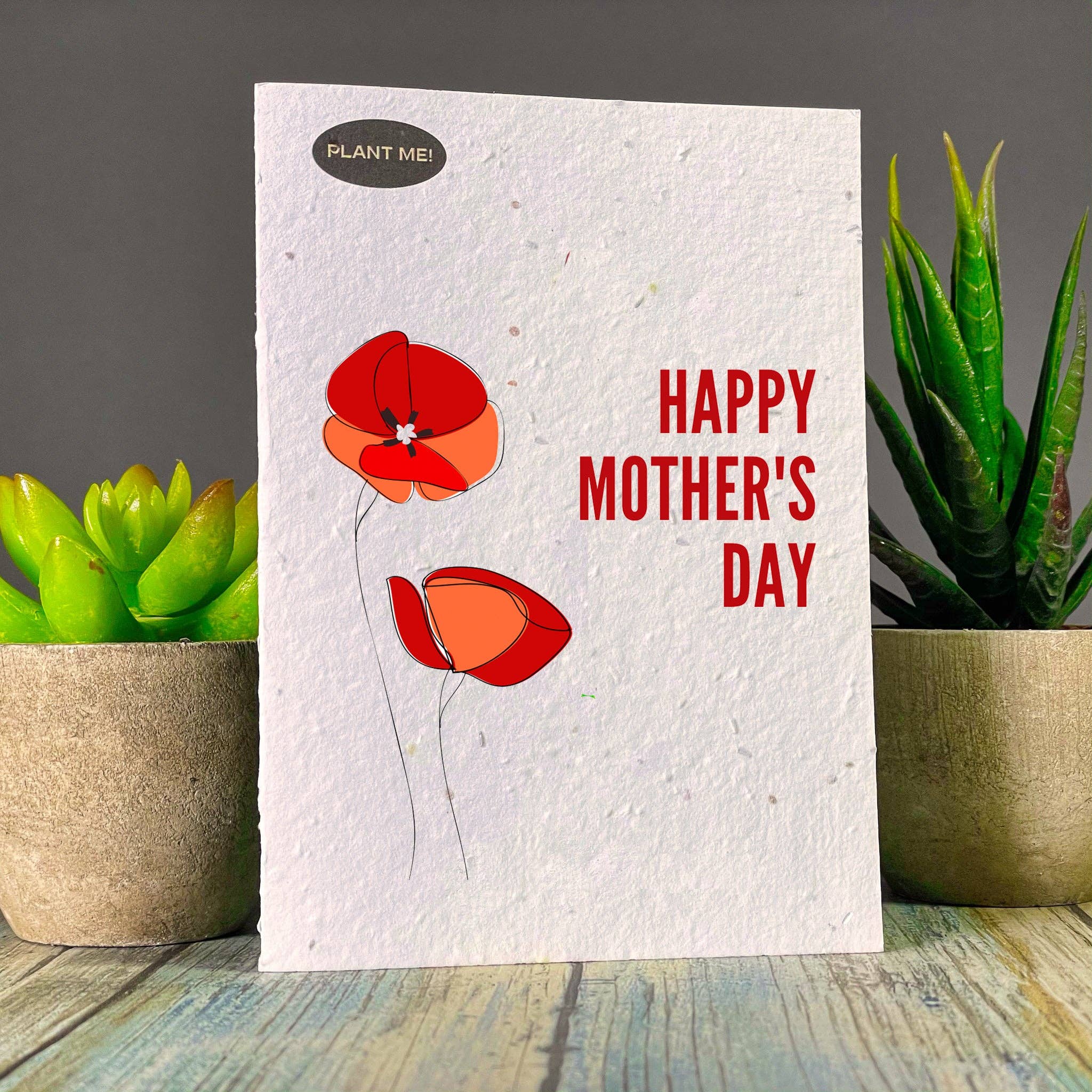 Red Flowers Mothers Day Plantable Greeting Card: Wildflowers