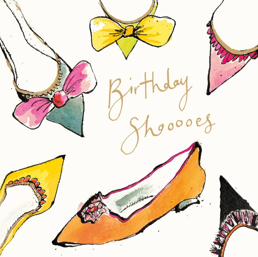 Birthday Shoooes Gold Foil Card