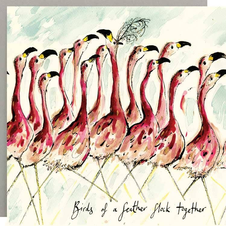 Birds of a Feather Flamingo Card