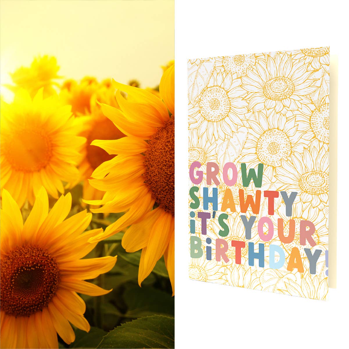 "Birthday" Growable Card | Grow Shawty w/Sunflowers Seeds
