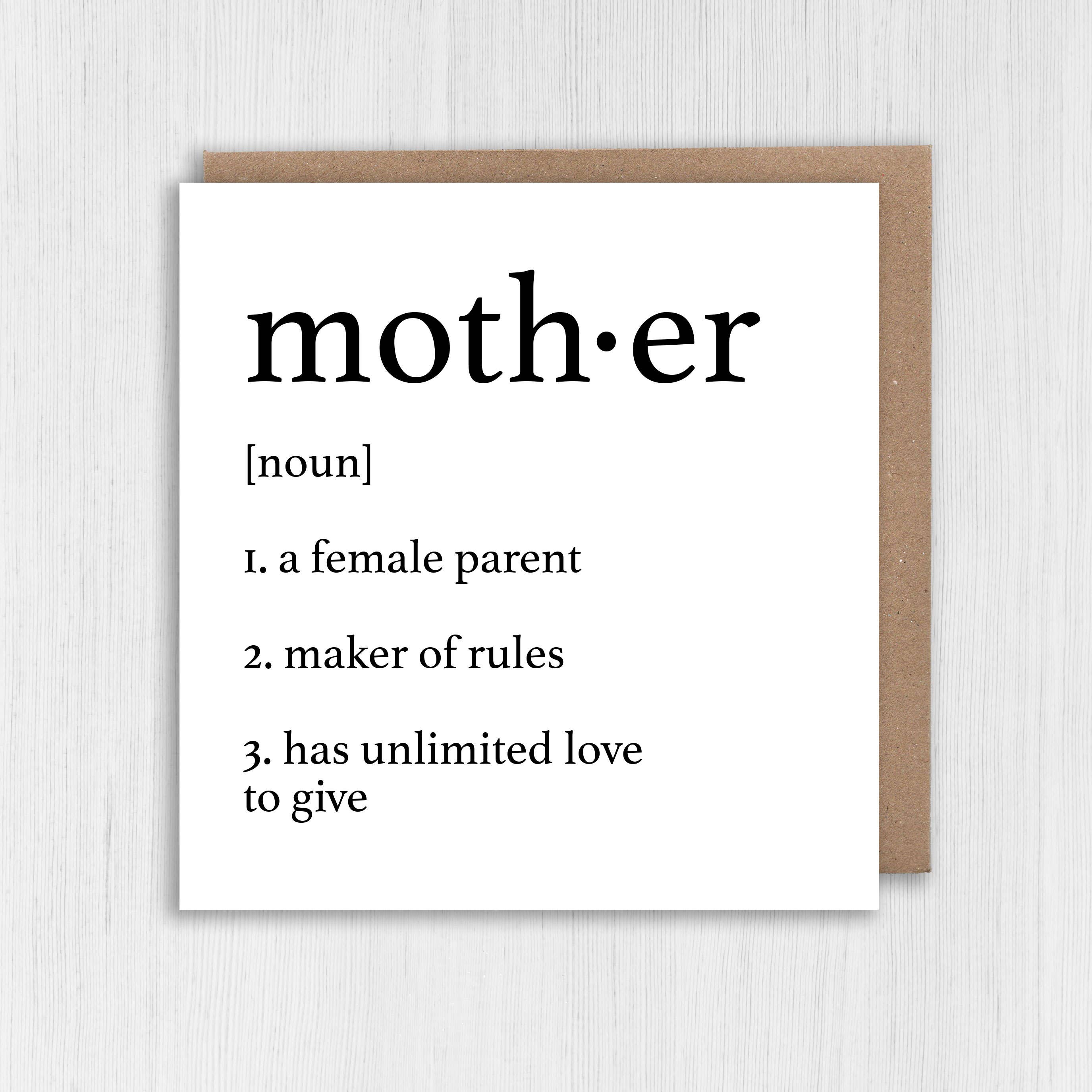 Birthday card: Dictionary definition of mother