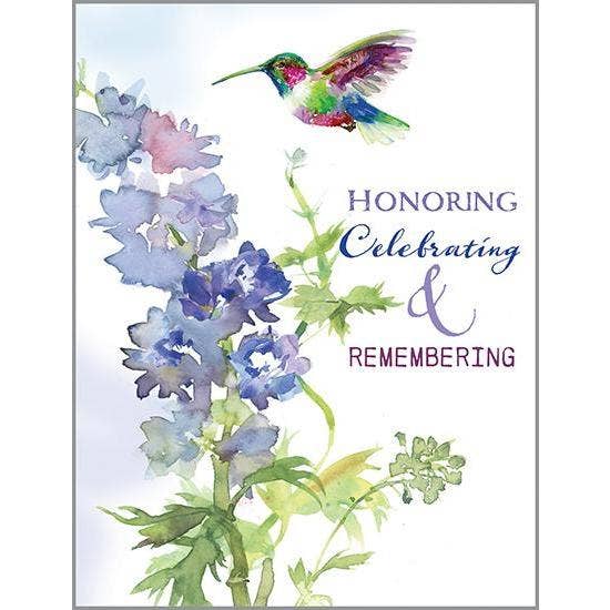 Sympathy Greeting Card - Delphinium and Hummer