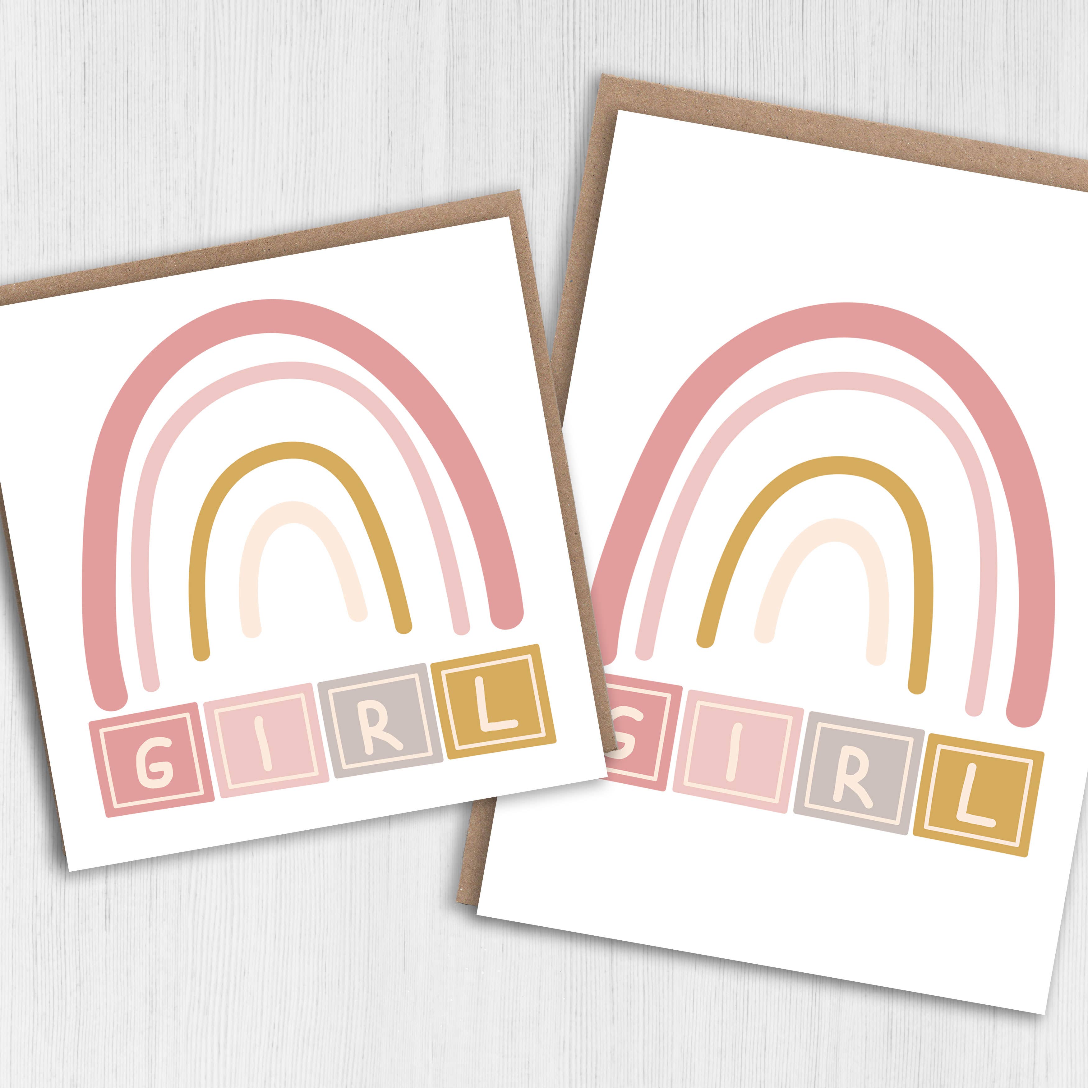 New baby card: Baby girl rainbow