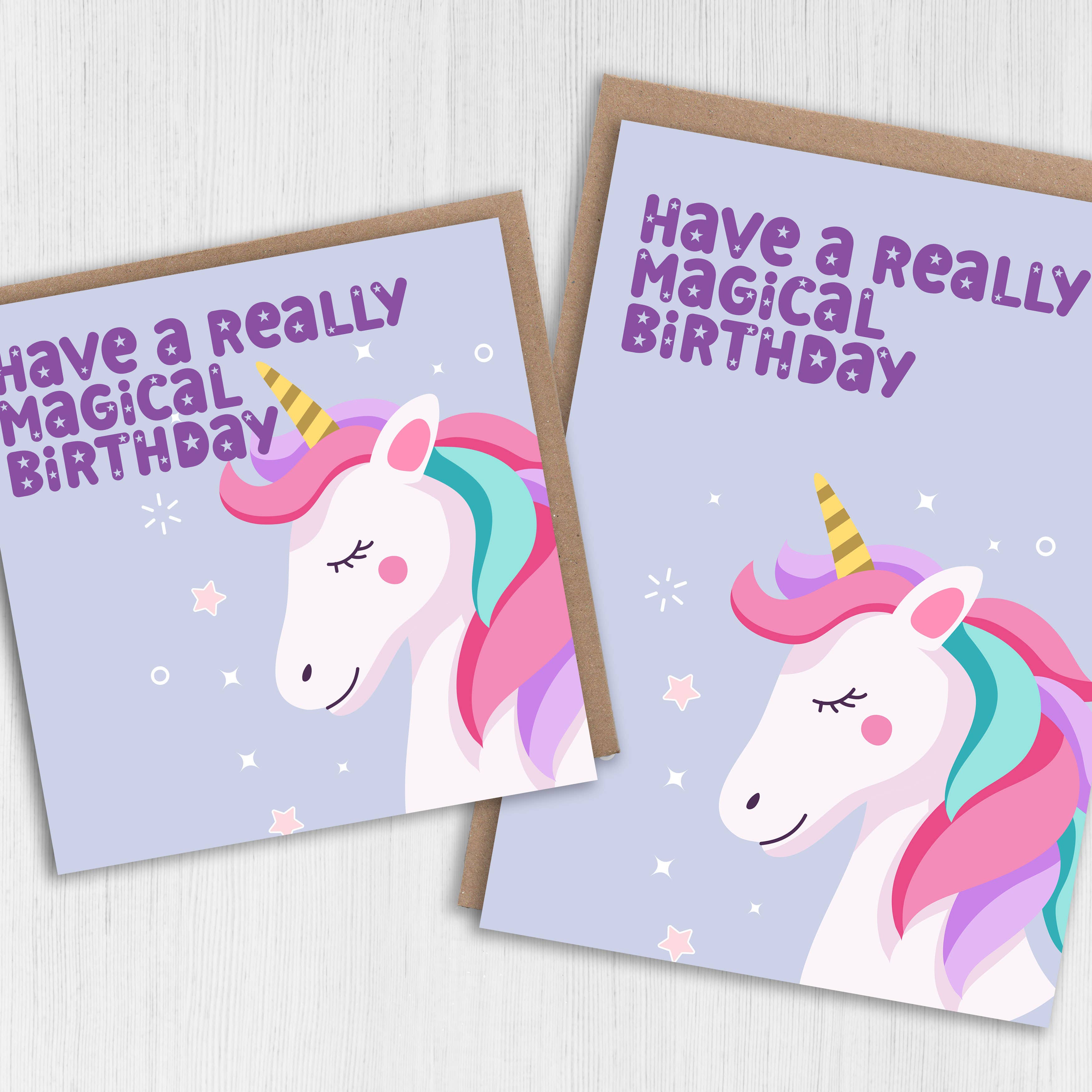 Unicorns magical birthday card