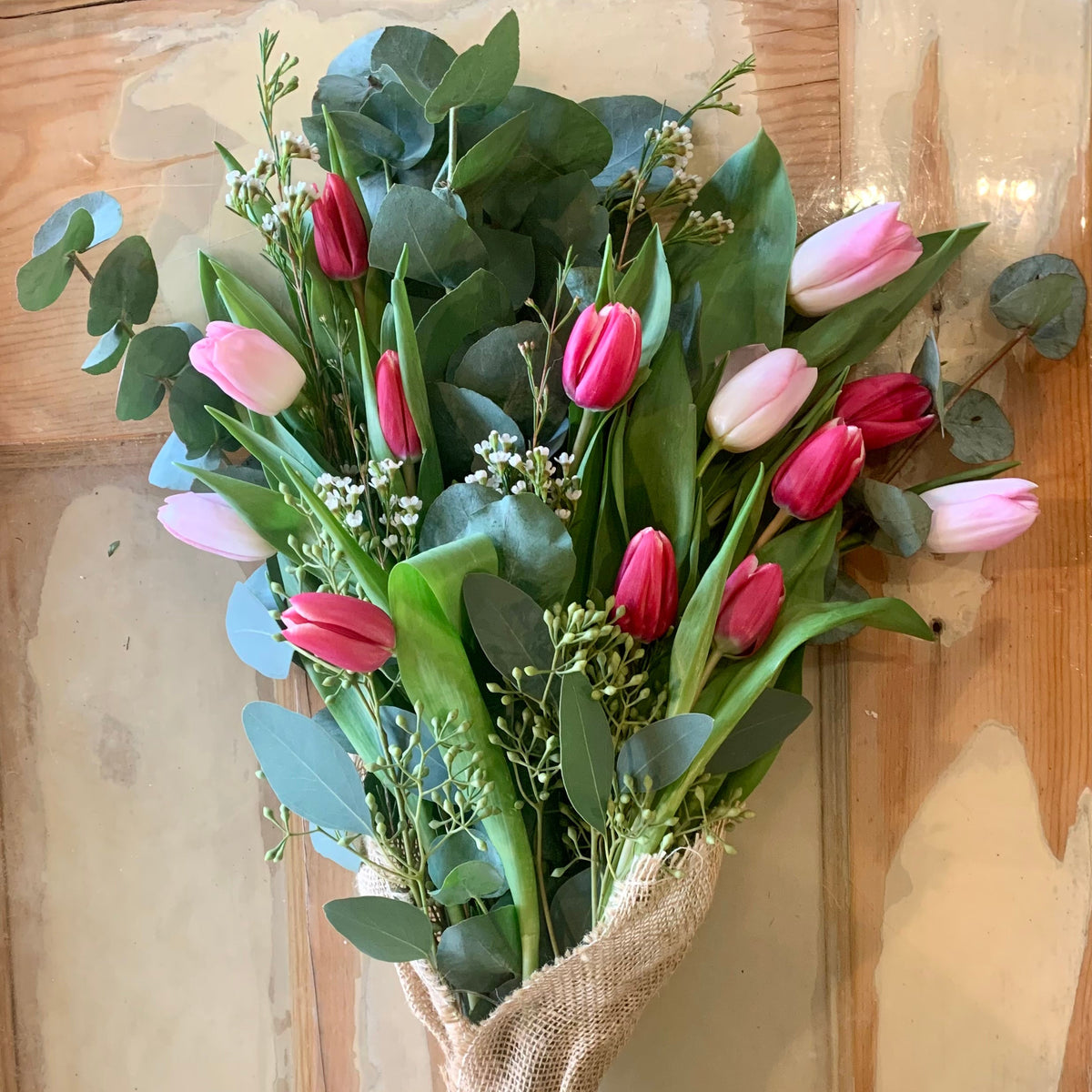 Burlap Wrapped Tulips