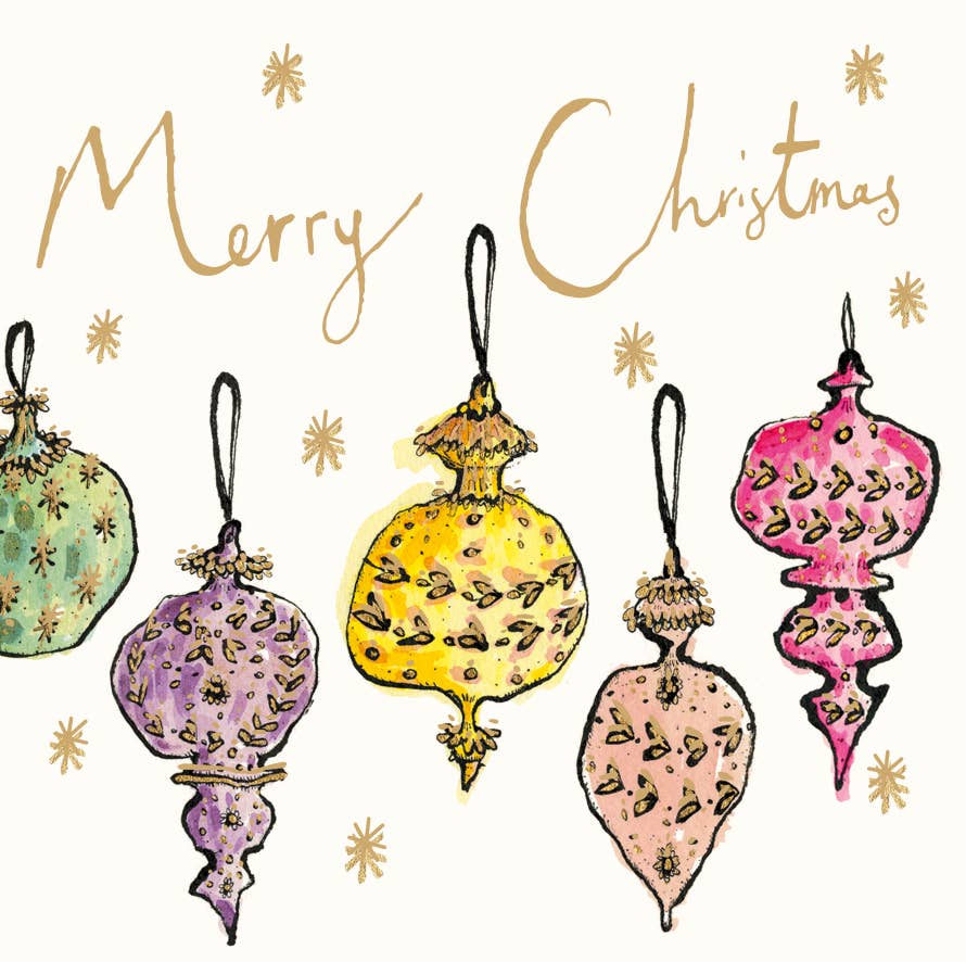 Christmas Baubles Gold Foil Christmas Card