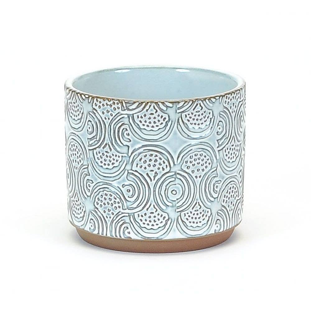 WHITE EMBOSSED DESIGN POT