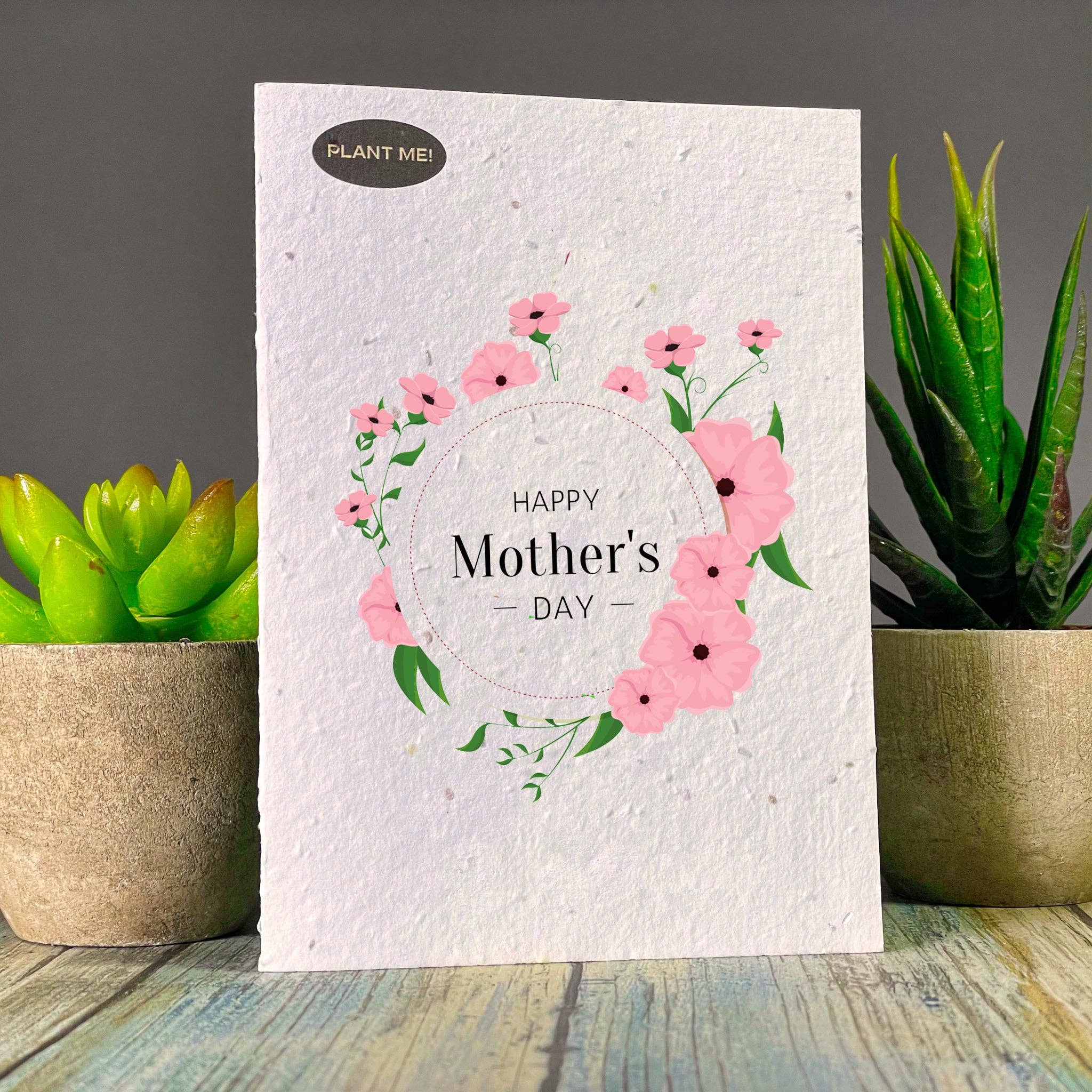Happy Mothers Day With Pink Flowers Plantable Greeting Card: Wildflowers