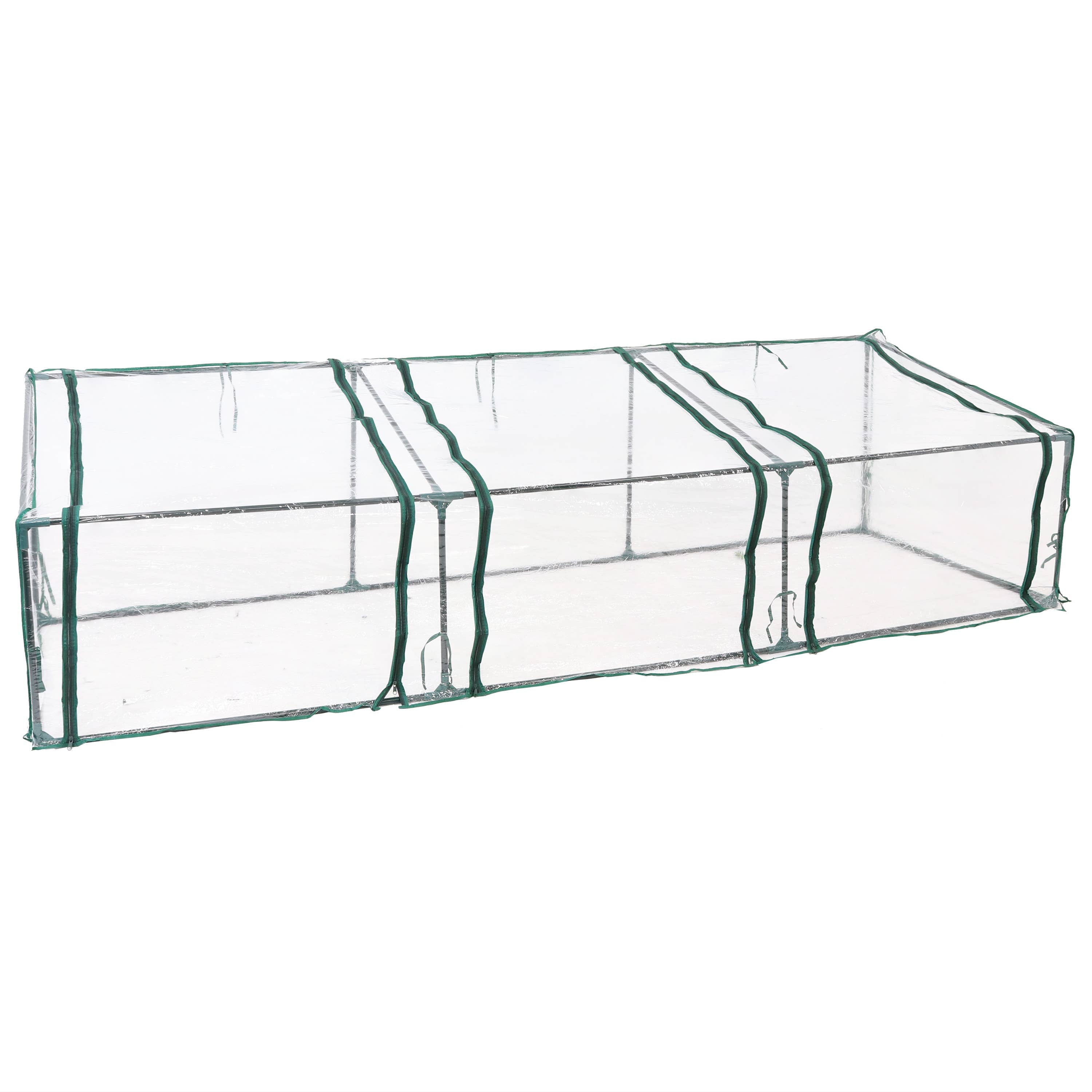 Mini Slanted Cloche Greenhouse with Zippered Doors - Clear